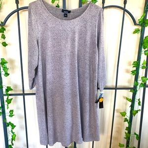 Alyx Sweater Dress 1X Mocha Soft Knit Layering Shift 3/4 Sleeve Day to Evening